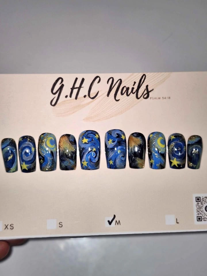 Starry Night Galaxy Press On Nails