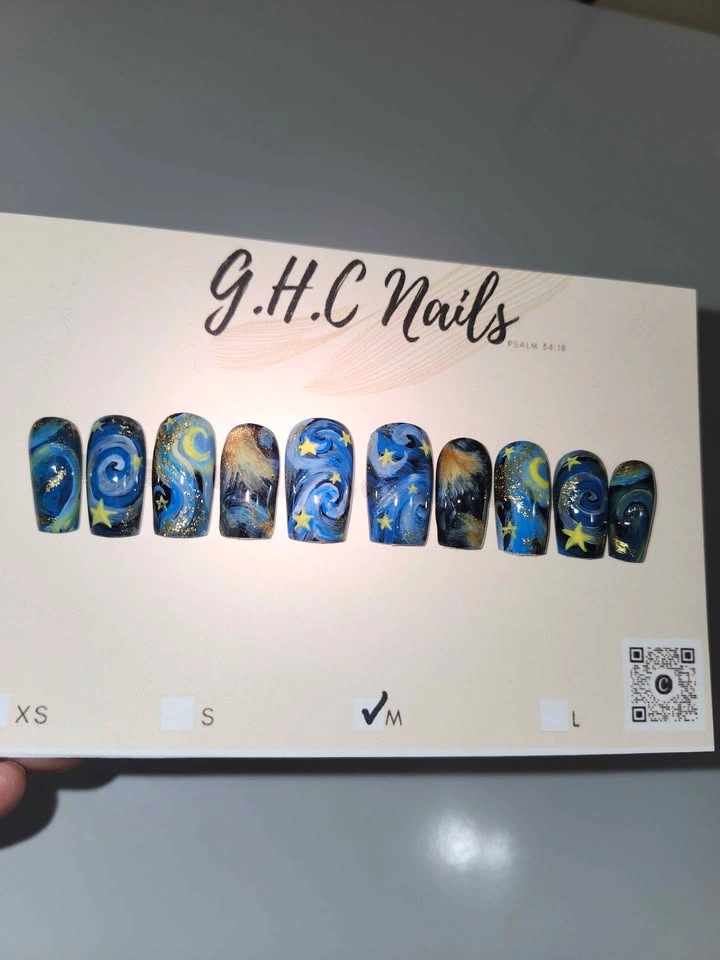 Starry Night Galaxy Press On Nails - photo 3