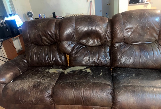 Brown Leather Reclining Couch