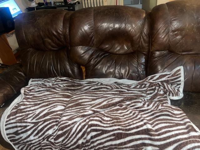 Brown Leather Reclining Couch - photo 2