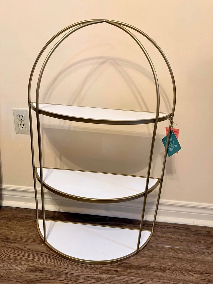 Gold 3-Tier Decorative Shelf / Display Stand – 32” x 21”