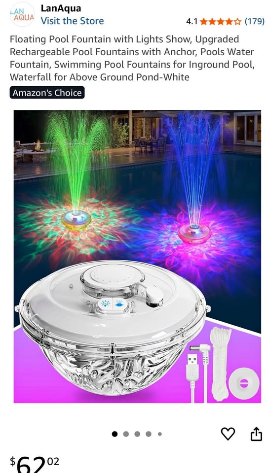 LanAqua Floating Pool Fountain with Lights Show