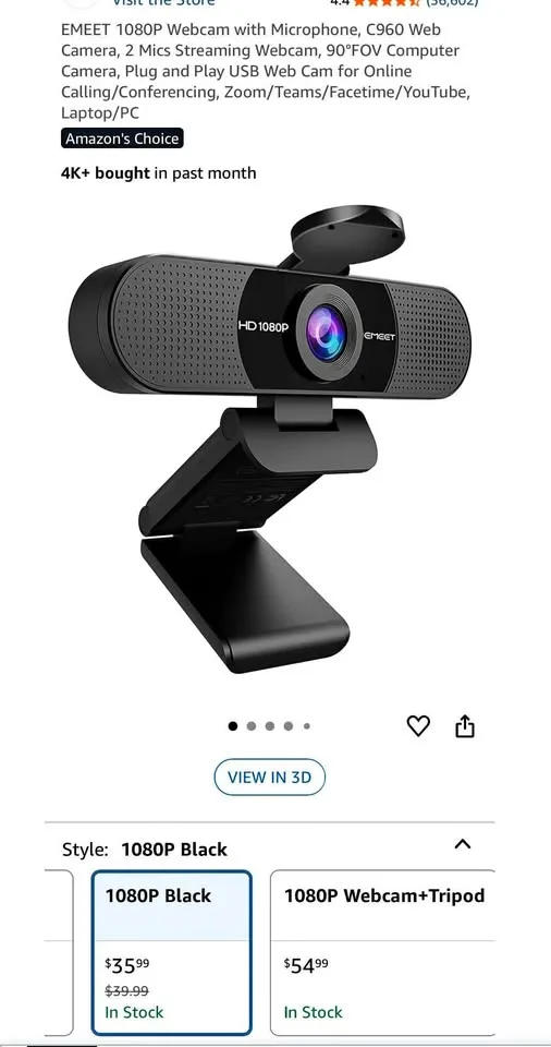 New EMEET 1080P Webcam with Microphone thumbnail