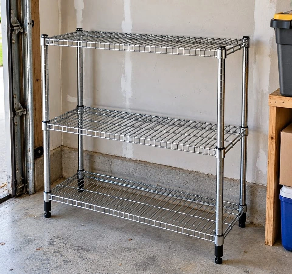 IKEA OMAR 3-Shelf Galvanized Wire Unit (92x36x94 cm)
