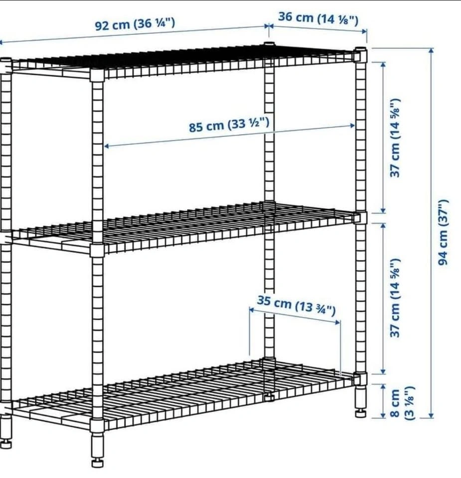 IKEA OMAR 3-Shelf Galvanized Wire Unit (92x36x94 cm) - photo 2