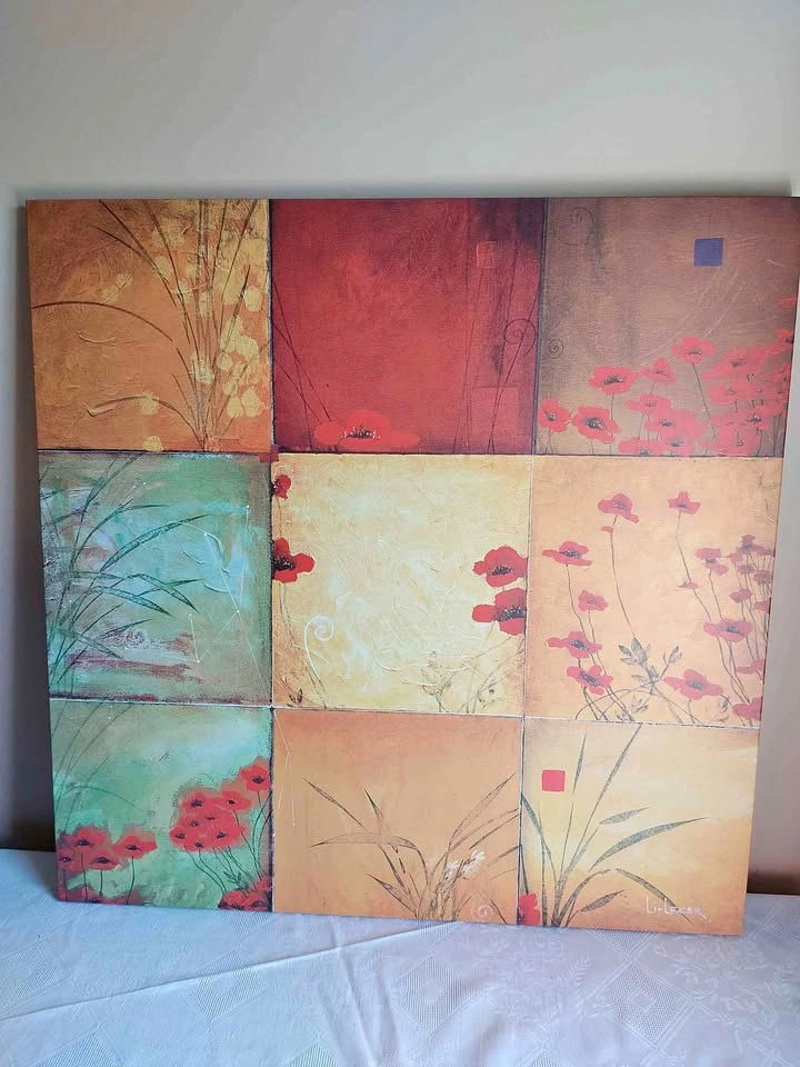 Don Li-leger Print Poppy 9 Patch 32x32 Inches