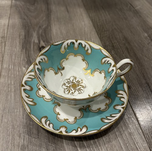 Vintage Royal Chelsea Aqua Turquoise Blue Bone China Teacup And