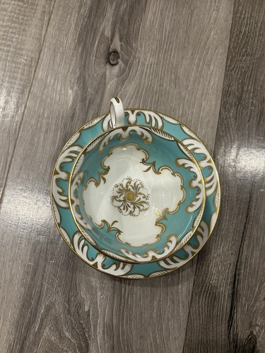 Vintage Royal Chelsea Aqua Turquoise Blue Bone China Teacup And - photo 3