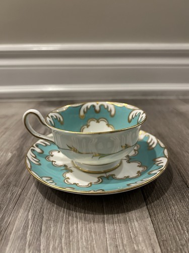 Vintage Royal Chelsea Aqua Turquoise Blue Bone China Teacup And - photo 4