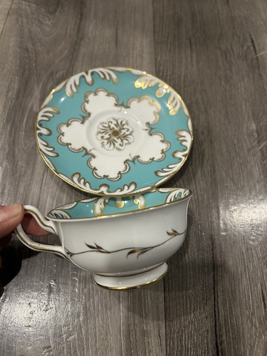 Vintage Royal Chelsea Aqua Turquoise Blue Bone China Teacup And - photo 5