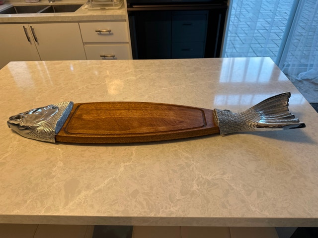 Vintage figural fish charcuterie and salmon serving board