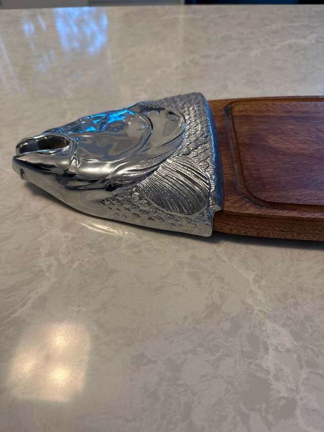 Vintage figural fish charcuterie and salmon serving board - photo 2