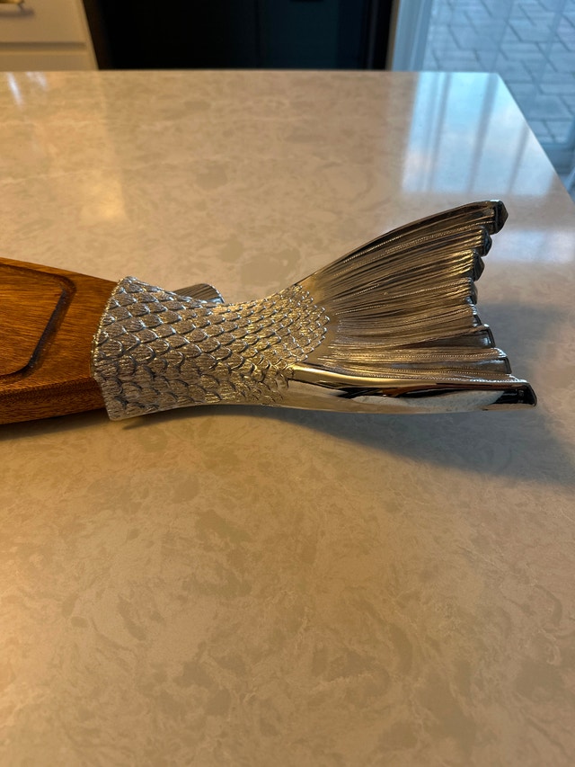 Vintage figural fish charcuterie and salmon serving board - photo 4
