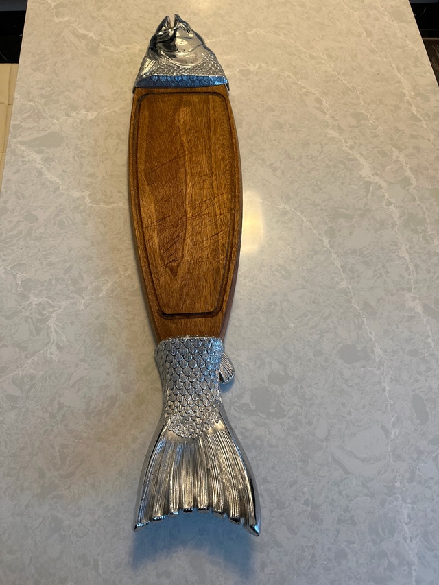 Vintage figural fish charcuterie and salmon serving board - photo 5