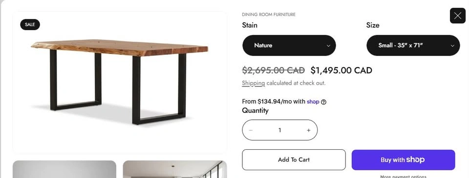 Natural Acacia Live Edge Dining Table | Modern Black Legs - photo 3