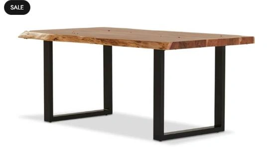 Natural Acacia Live Edge Dining Table | Modern Black Legs - photo 4