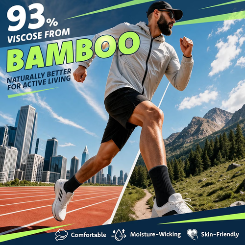 8 Pack Mens Bamboo Viscose Athletic Crew Socks - photo 2