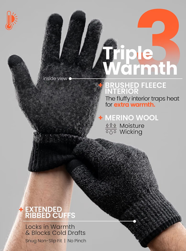Merino Wool Touch Screen Gloves - 2 Pairs - photo 4