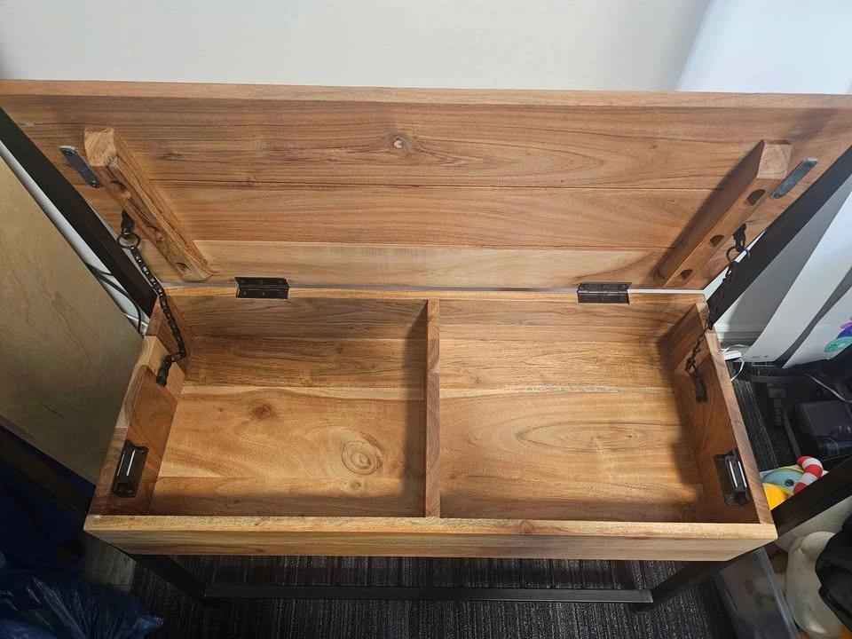 Industrial Wood and Metal Hall Tree with Storage Bench - photo 4