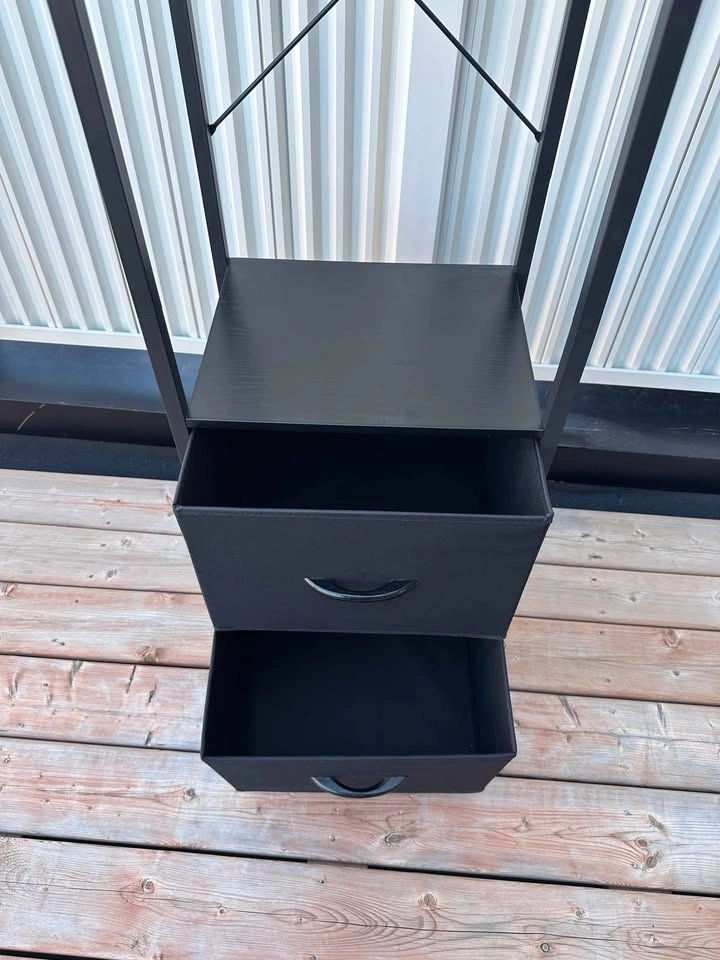 Black Garment Rack with 2 Drawers 180 x 30 x 40cm - photo 2