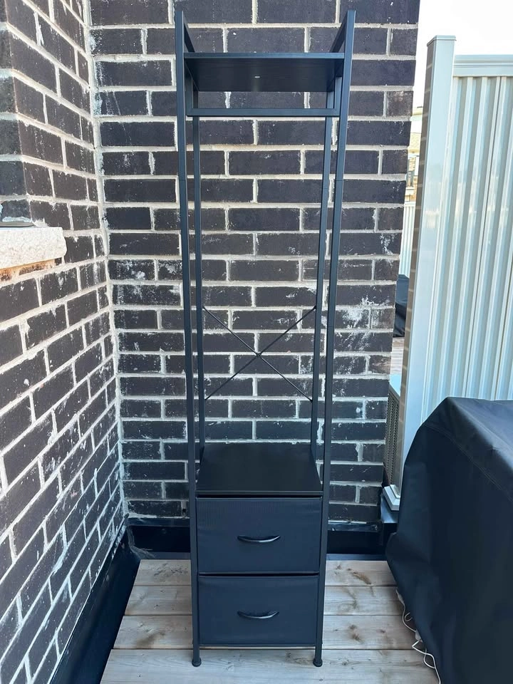 Black Garment Rack with 2 Drawers 180 x 30 x 40cm - photo 5
