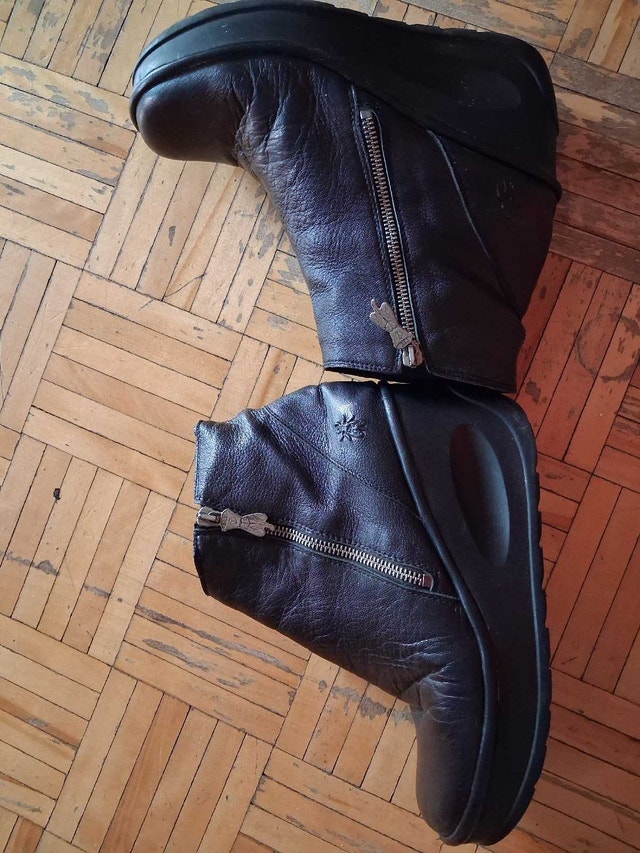 Fly London Black Leather Boots Size 10