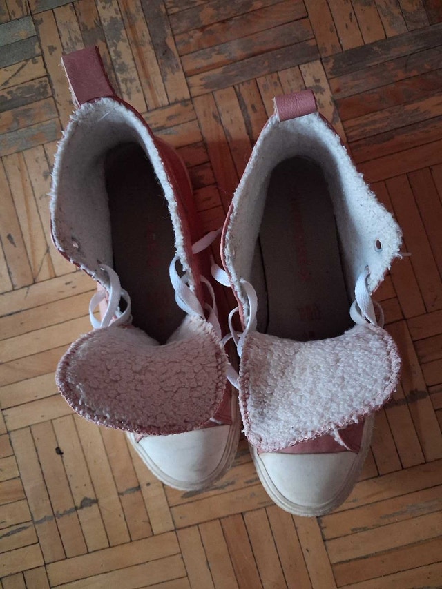 Converse Pink Leather Lined High Top Sneakers