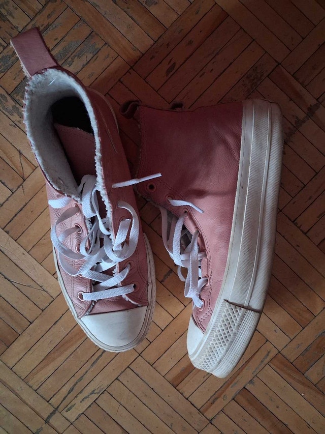 Converse Pink Leather Lined High Top Sneakers - photo 3