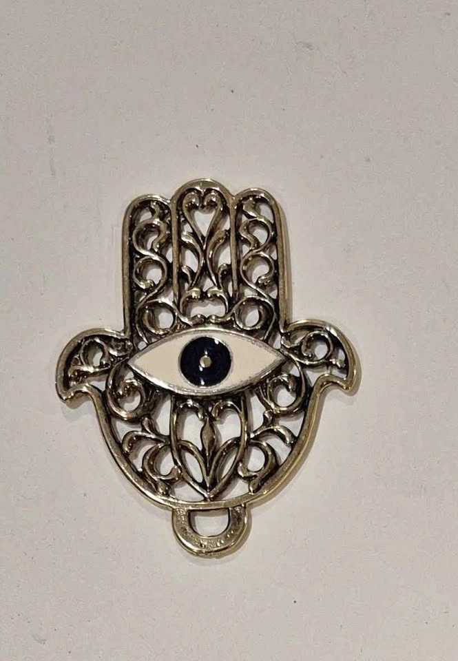 Gold-Tone Hamsa Hand Evil Eye Pendant (Skokie)
