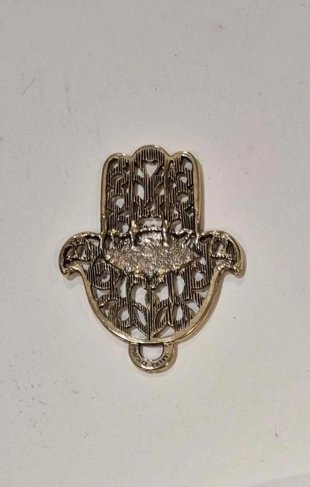 Gold-Tone Hamsa Hand Evil Eye Pendant (Skokie) - photo 2