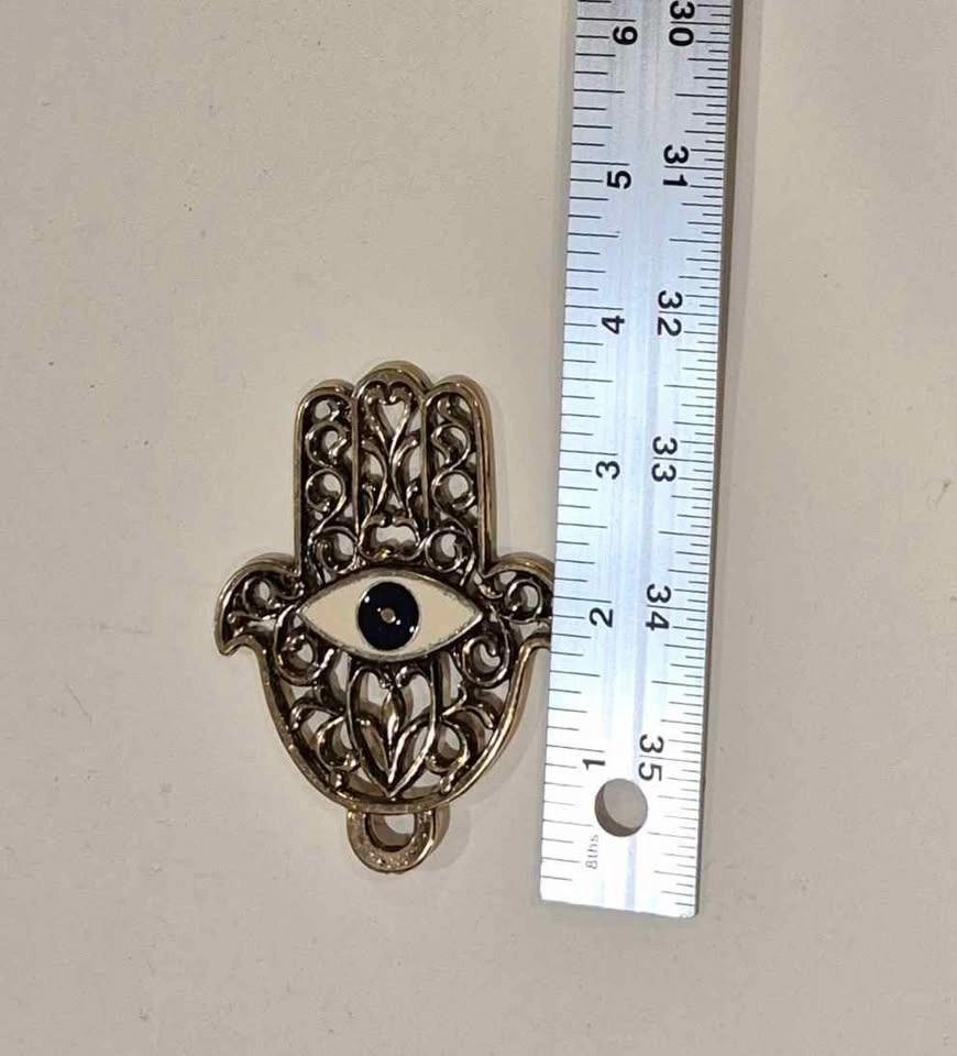 Gold-Tone Hamsa Hand Evil Eye Pendant (Skokie) - photo 3