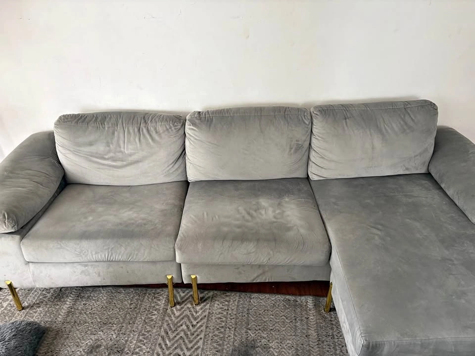 Grey L-Shaped Sectional Sofa — Move-Out Sale, Pickup Only