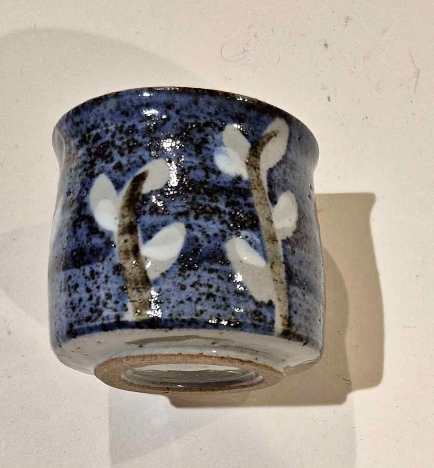 Set of 4 Blue Ceramic Pussy Willow Tea Cups (Skokie)