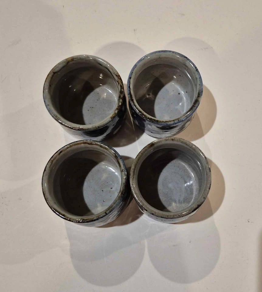 Set of 4 Blue Ceramic Pussy Willow Tea Cups (Skokie) - photo 5