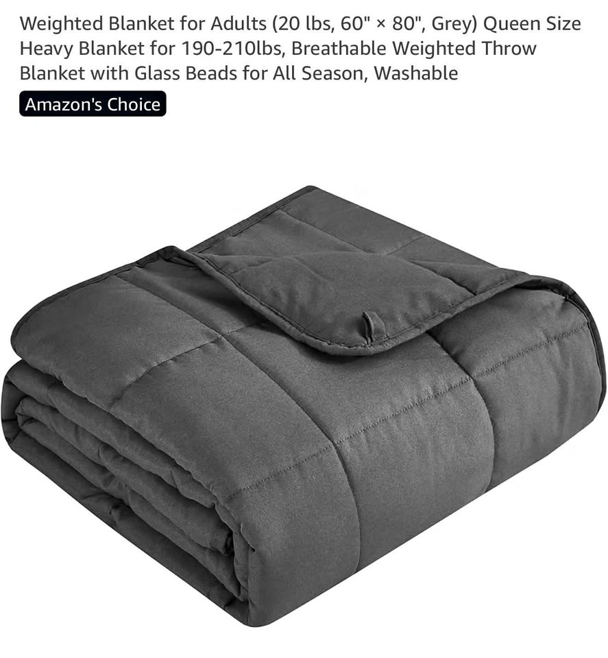 Weighted Blanket for Adults (20 lbs, 60" x 80", Grey)