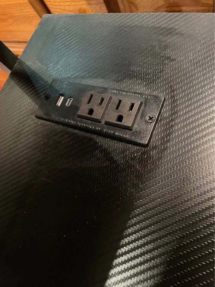 Black L-Shaped Carbon Fiber Desk with Power Outlet - photo 2