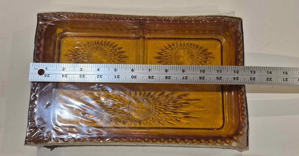 Jeannette Glass Colorama Amber Divided Serving Tray - photo 4