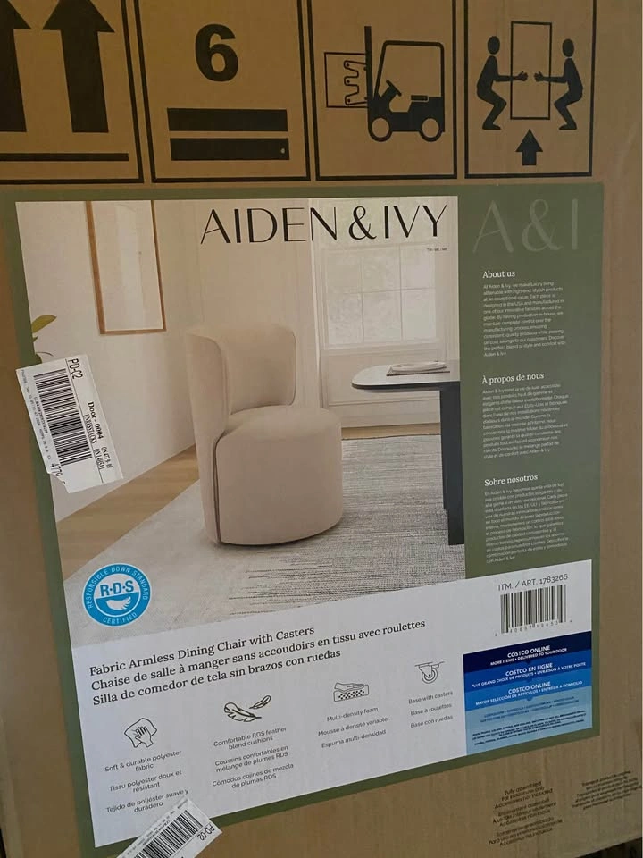 New Aiden & Ivy Armless Dining Chairs with Casters - Set of 6 - photo 3