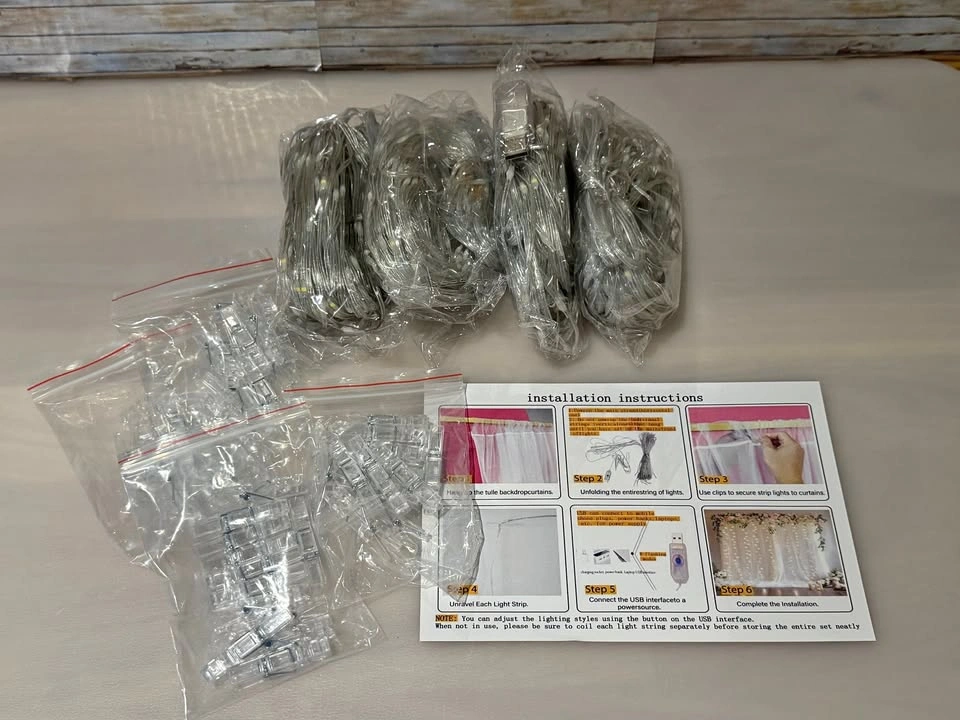 NEW 4pk of Curtain Fairy Lights + Clear Clips