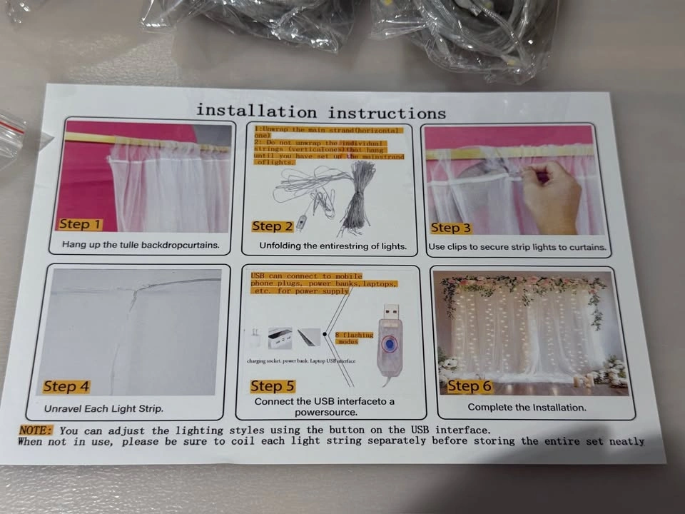 NEW 4pk of Curtain Fairy Lights + Clear Clips - photo 5
