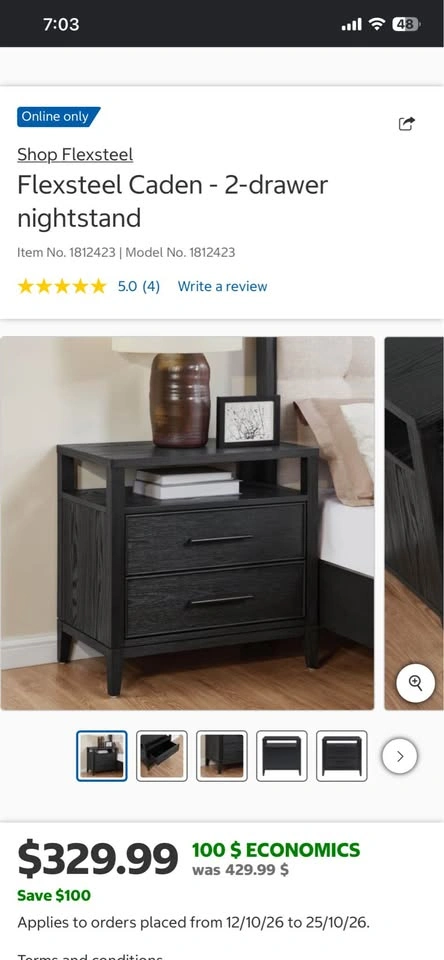 Brand new Flexsteel Caden - 2-drawer nightstand