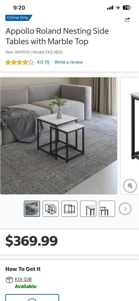 New Appollo Roland Nesting Side Tables with Marble Top - photo 2