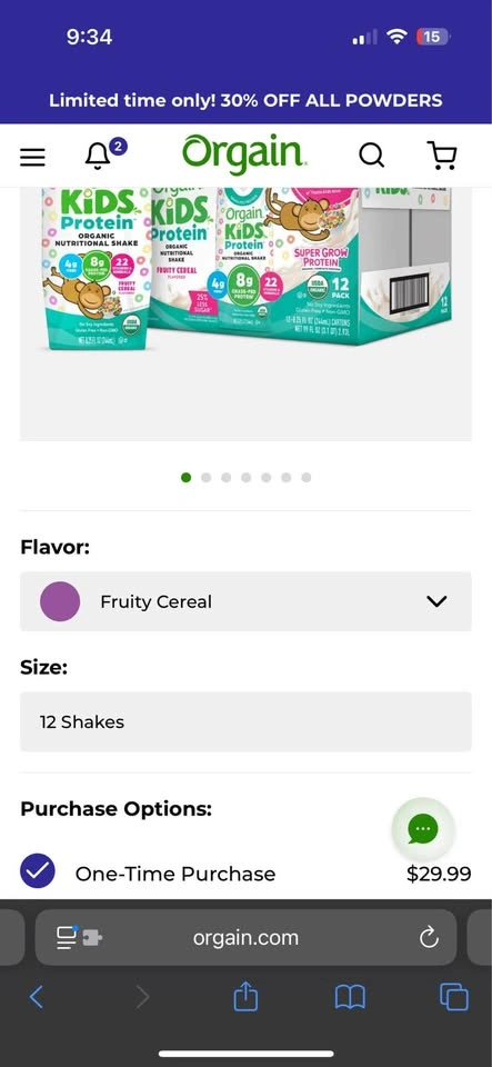 Orgain Kids Nutritional Shakes – Fruity Cereal Flavor – 2 Packs - photo 2