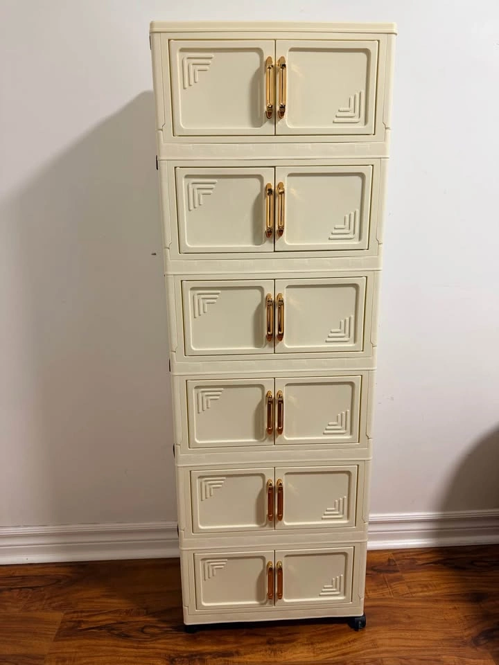 6-Tier Plastic Baby Storage Cabinet with Double Doors - photo 2