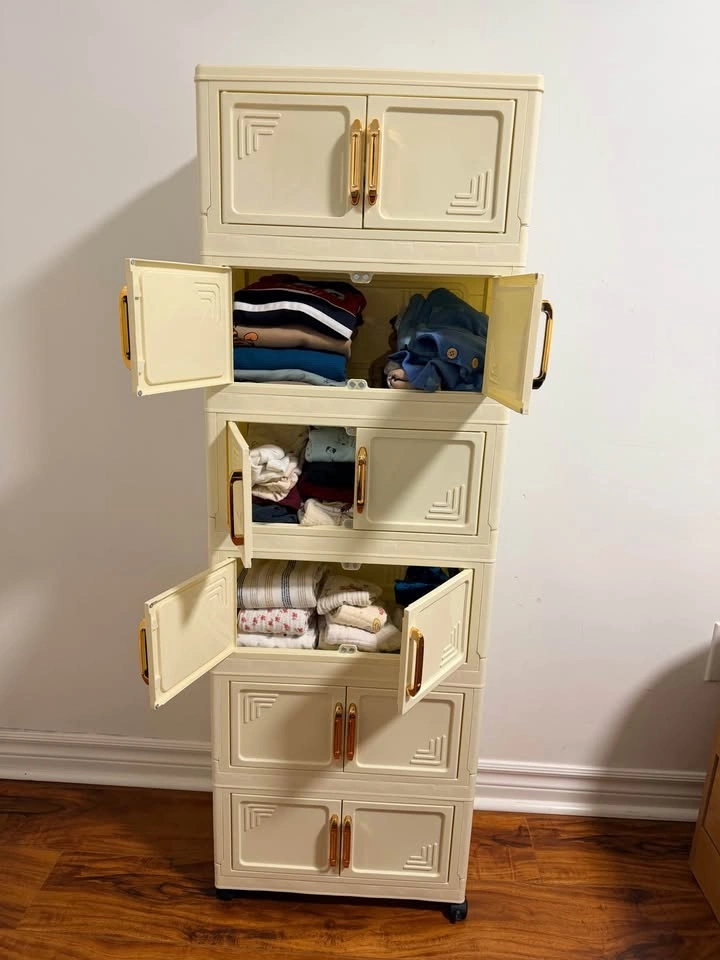 6-Tier Plastic Baby Storage Cabinet with Double Doors - photo 3