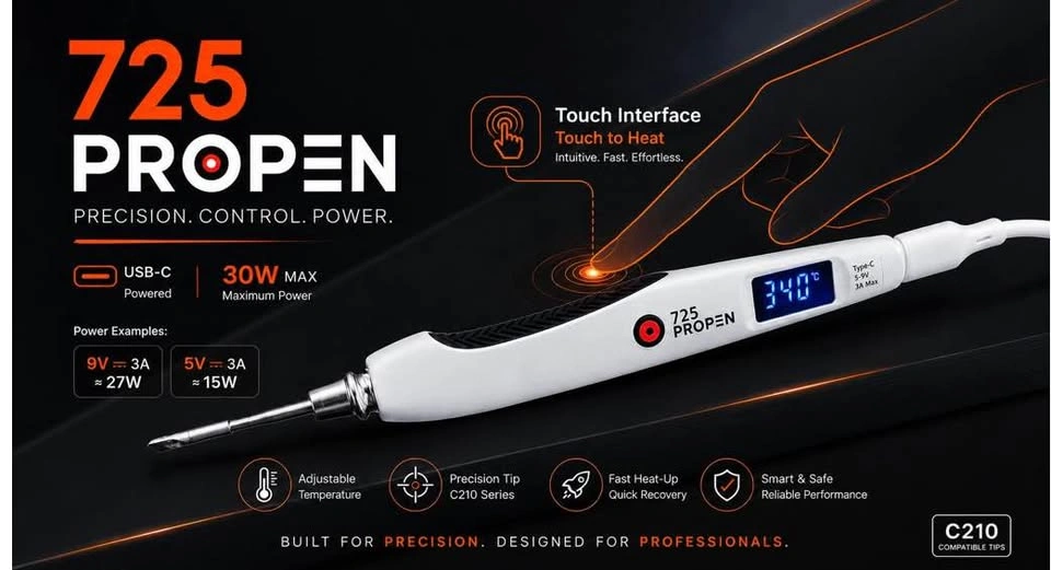 USB-C Soldering Iron with LCD Display – New - photo 3