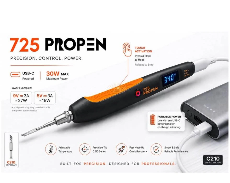 USB-C Soldering Iron with LCD Display – New - photo 4