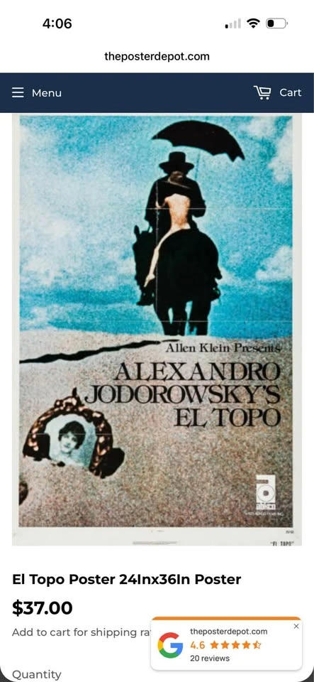 Jodorowsky’s “El Topo” 13x19 framed wall art - photo 2