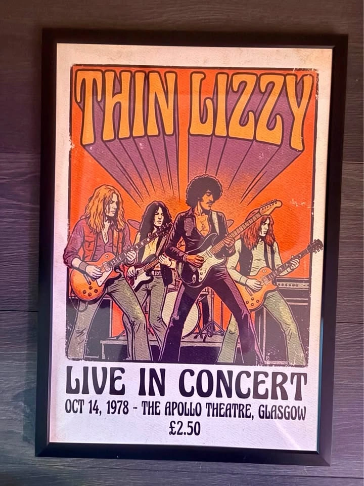 Thin Lizzy framed wall art 13x19”