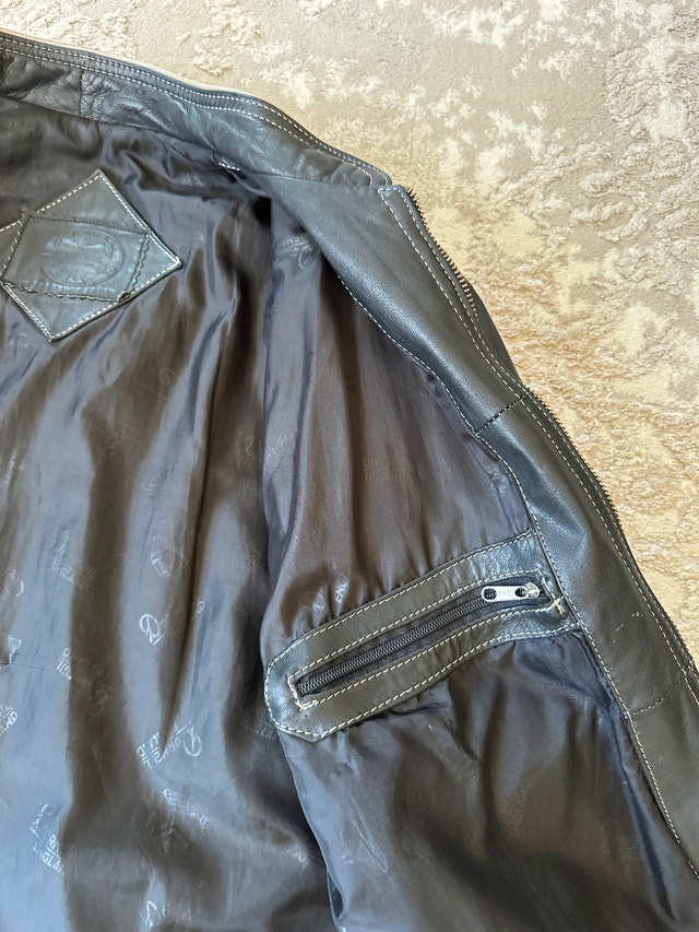 Men’s black leather cafe racer motorcycle jacket. Size L. - photo 4